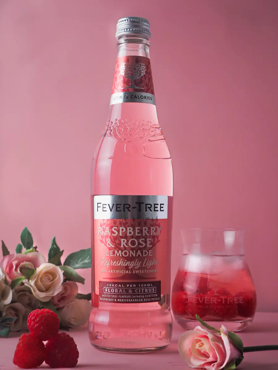 A bottle of Fever-Tree Raspberry & Rose Lemonade