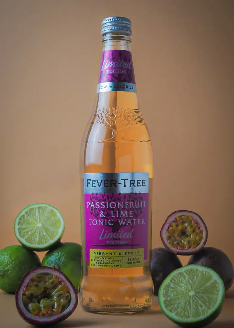 A bottle of Limited Edition Fever-Tree Passionfruit & Lime Tonic Water